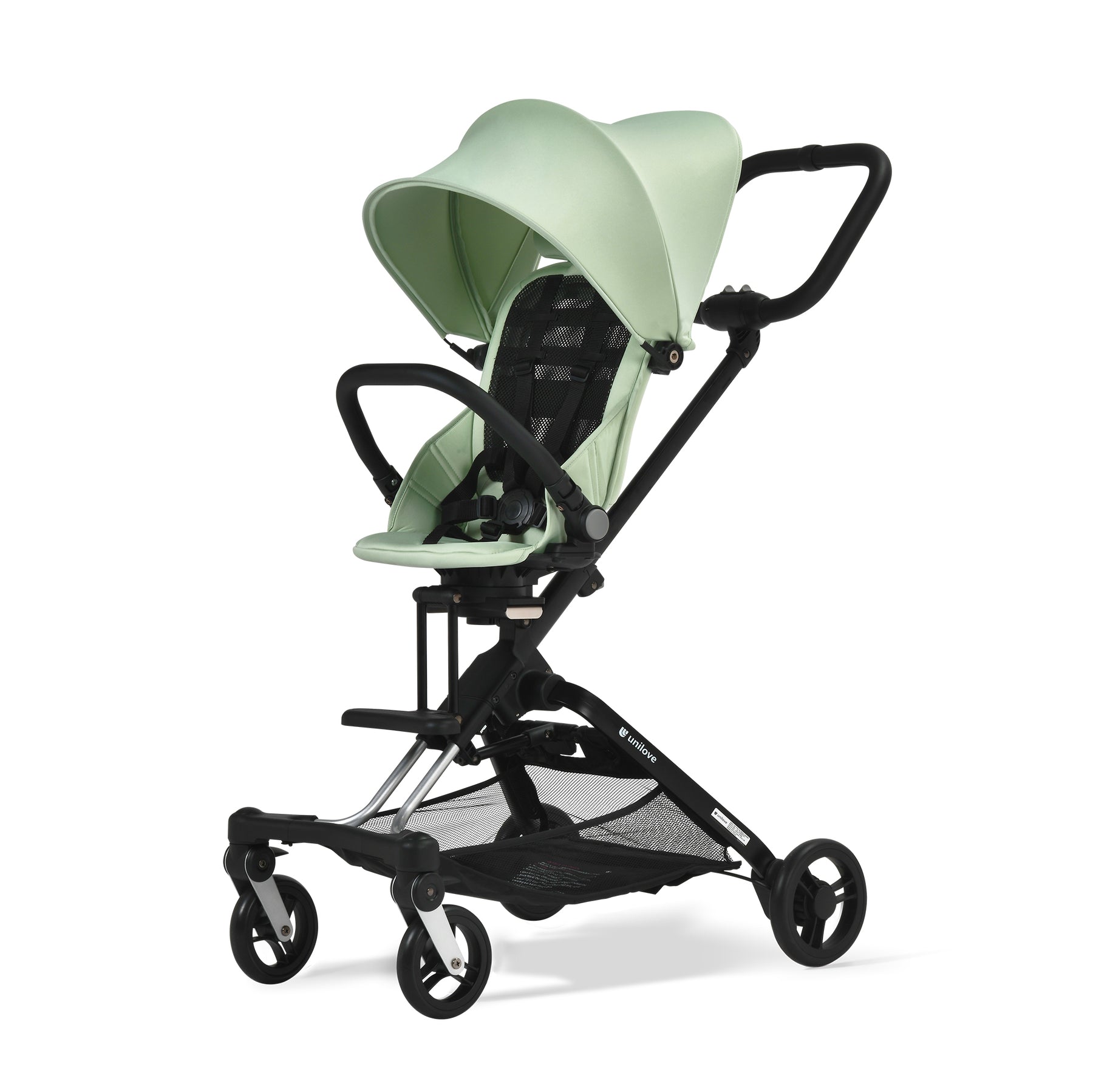 green baby stroller