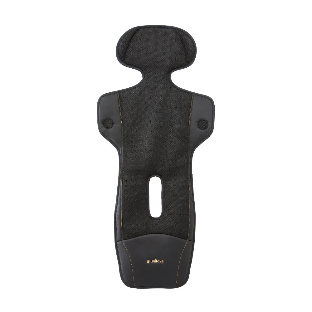 Black baby cooling mat cover with 'unilove' branding on a white background