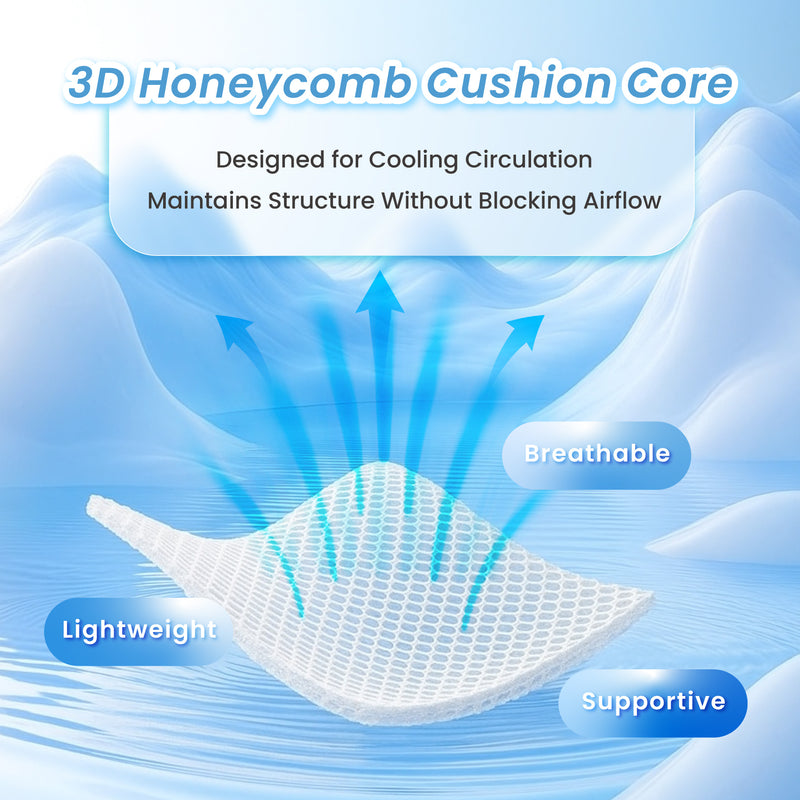 3D honeycomb cushion core designed for cooling circulation maintains structure without blocking airflow