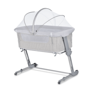 Gray and white shop bassinet